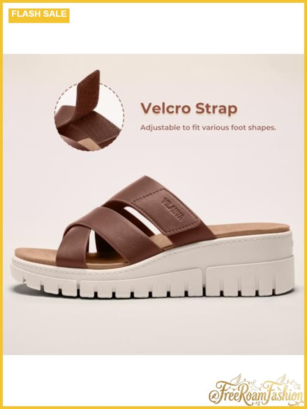 Orthopedic Platform Slide Sandals Arch Support Wedge Faux Suede - Picture 2 of 5